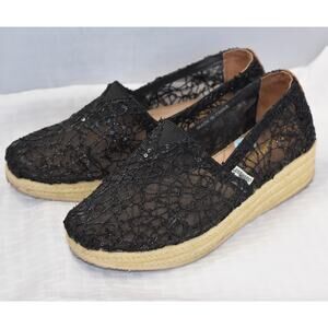 JOY & MARIO Mesh Sequin Espadrilles Wedge Heel Platform Shoes Size 7